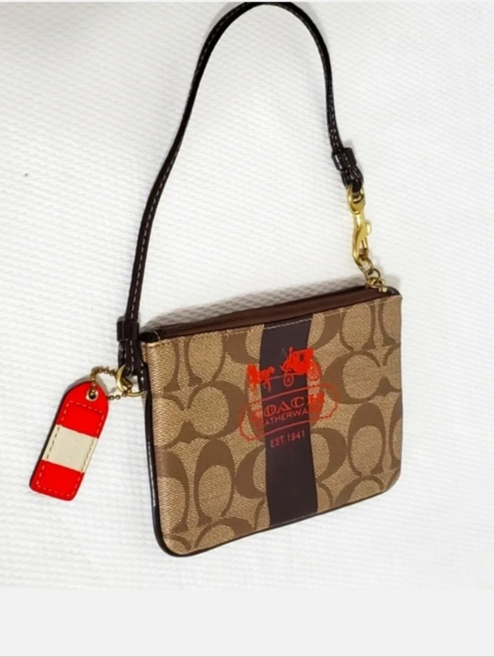Coach Heritage Stripe Collection Zip Wristlet